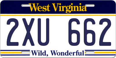 WV license plate 2XU662