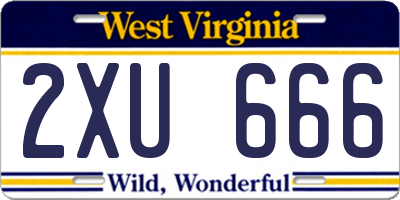 WV license plate 2XU666