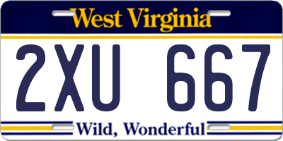 WV license plate 2XU667