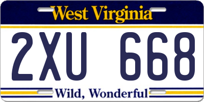 WV license plate 2XU668