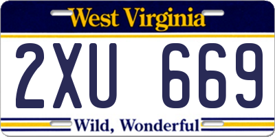 WV license plate 2XU669