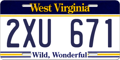 WV license plate 2XU671