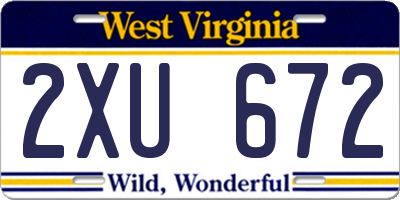 WV license plate 2XU672