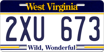 WV license plate 2XU673