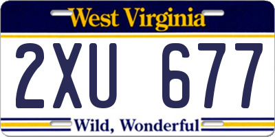 WV license plate 2XU677