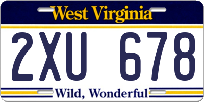 WV license plate 2XU678