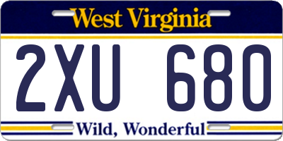 WV license plate 2XU680