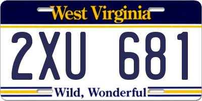 WV license plate 2XU681