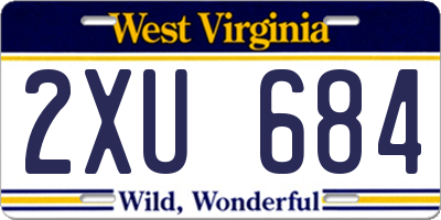 WV license plate 2XU684