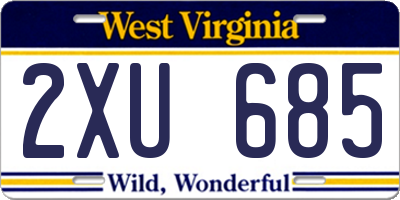 WV license plate 2XU685