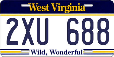 WV license plate 2XU688