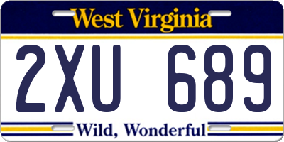 WV license plate 2XU689