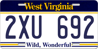 WV license plate 2XU692