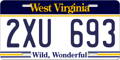 WV license plate 2XU693