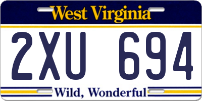 WV license plate 2XU694