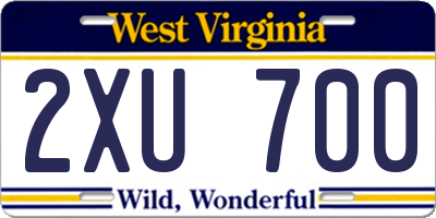WV license plate 2XU700