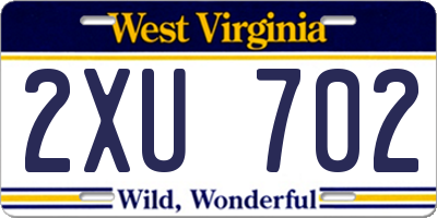 WV license plate 2XU702