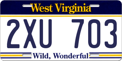 WV license plate 2XU703