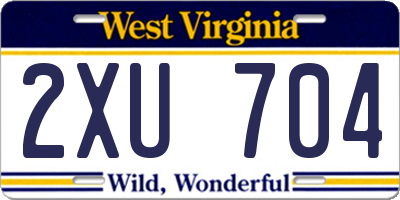 WV license plate 2XU704