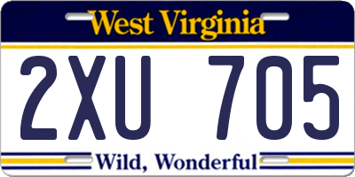 WV license plate 2XU705