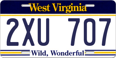 WV license plate 2XU707