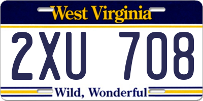 WV license plate 2XU708