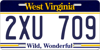 WV license plate 2XU709
