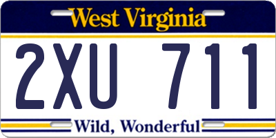 WV license plate 2XU711