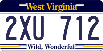 WV license plate 2XU712