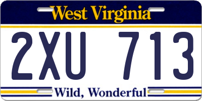 WV license plate 2XU713