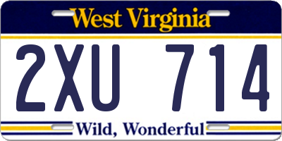 WV license plate 2XU714