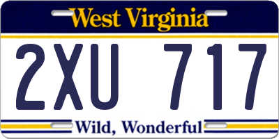 WV license plate 2XU717