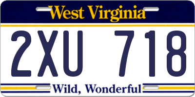 WV license plate 2XU718