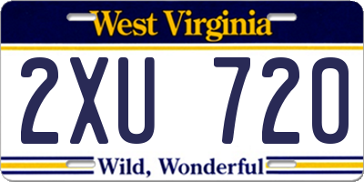 WV license plate 2XU720