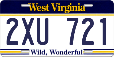 WV license plate 2XU721
