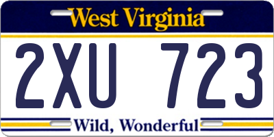 WV license plate 2XU723