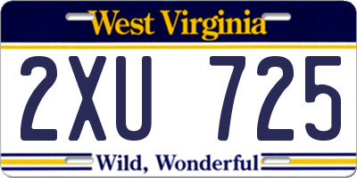 WV license plate 2XU725