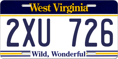 WV license plate 2XU726