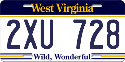 WV license plate 2XU728