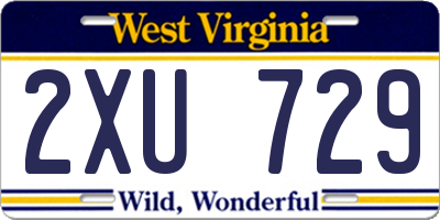 WV license plate 2XU729