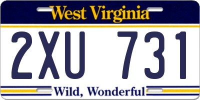 WV license plate 2XU731