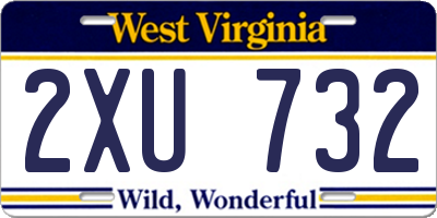 WV license plate 2XU732