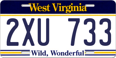 WV license plate 2XU733