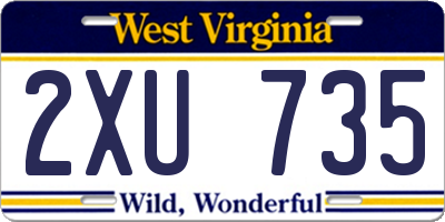 WV license plate 2XU735