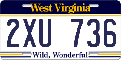 WV license plate 2XU736