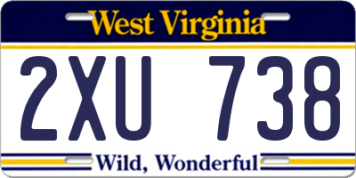 WV license plate 2XU738