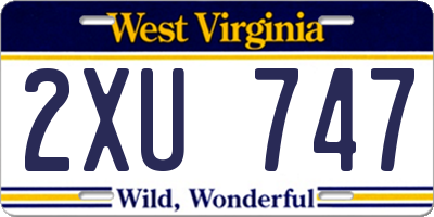 WV license plate 2XU747