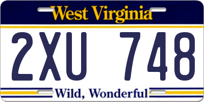 WV license plate 2XU748