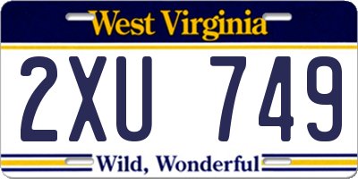 WV license plate 2XU749
