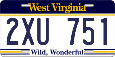 WV license plate 2XU751